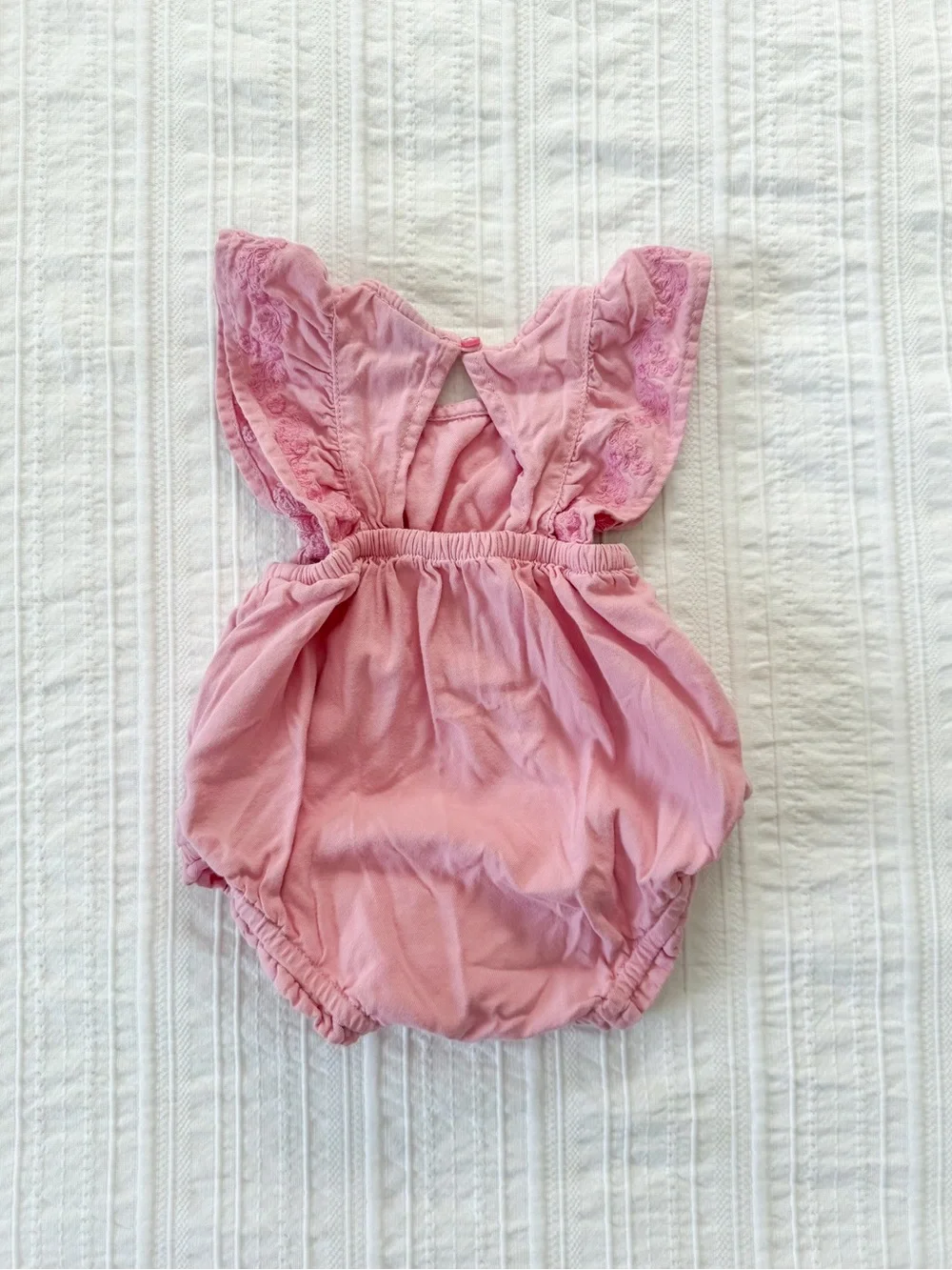 Gap Baby Girl Denim Bubble Shorty Romper One-Piece Classic Pink 0–3M